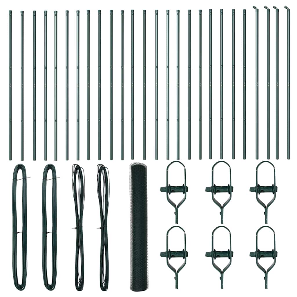 Recinzione con pali. Verde 1 x 50 m Acciaio rivestito in PVC