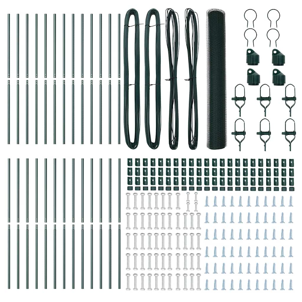 Recinzione con pali. Verde 1 x 50 m Acciaio rivestito in PVC