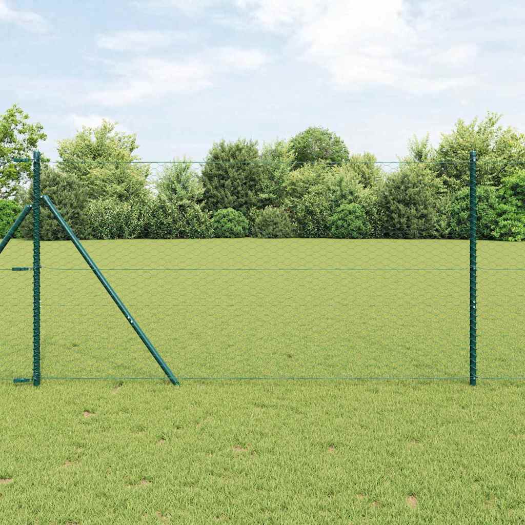 Recinzione con pali. Verde 1.4 x 50 m Acciaio rivestito in PVC