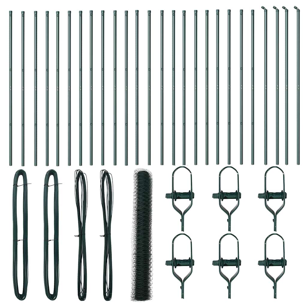 Recinzione con pali. Verde 1.4 x 50 m Acciaio rivestito in PVC