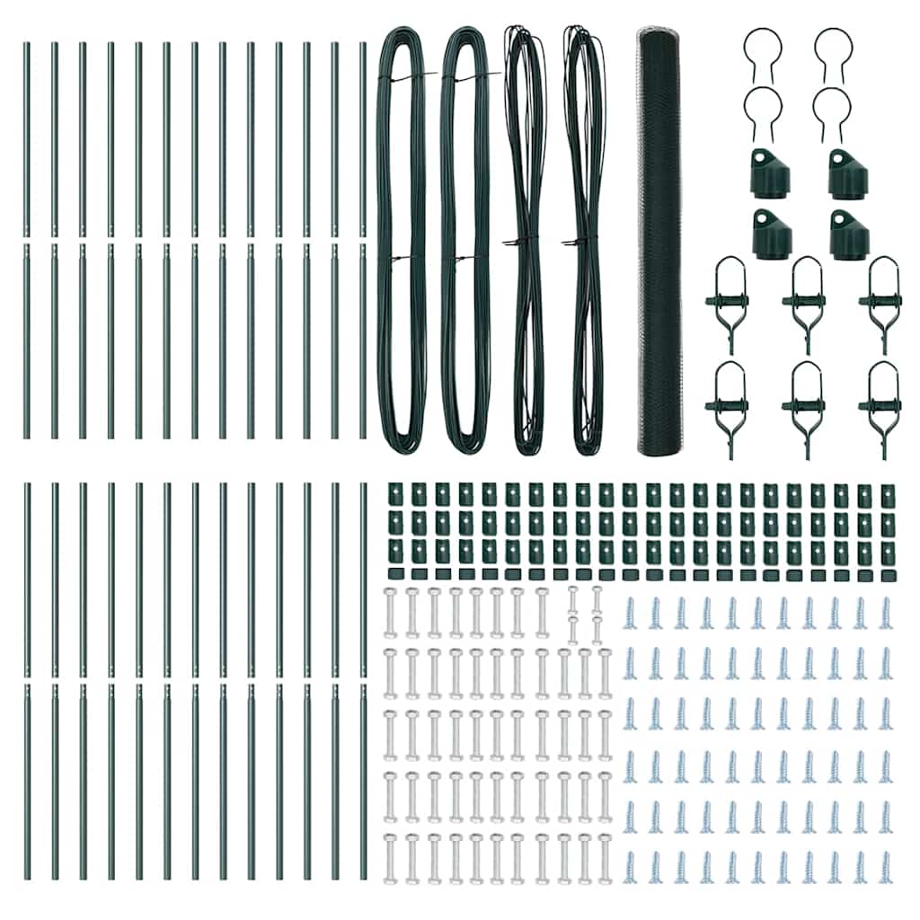 Recinzione con pali. Verde 1.5 x 50 m Acciaio rivestito in PVC