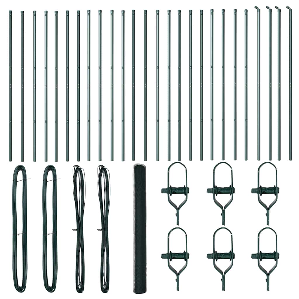 Recinzione con pali. Verde 1.5 x 50 m Acciaio rivestito in PVC