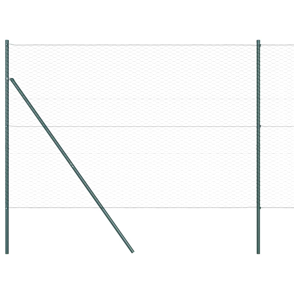 Recinzione con pali. Verde 1.5 x 50 m Acciaio rivestito in PVC