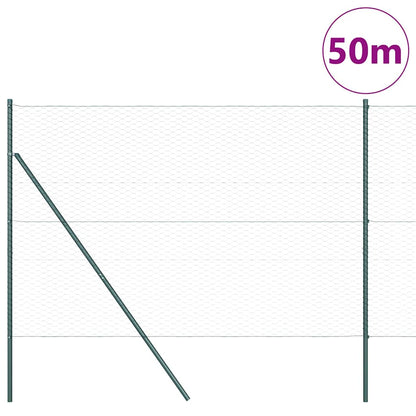 Recinzione con pali. Verde 1.5 x 50 m Acciaio rivestito in PVC