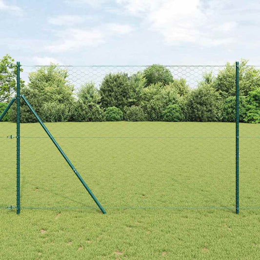 Recinzione con pali. Verde 1.5 x 50 m Acciaio rivestito in PVC