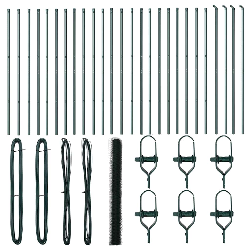 Recinzione con pali. Verde 1.5 x 50 m Acciaio rivestito in PVC