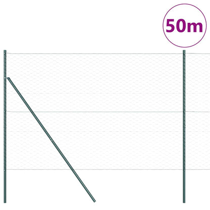 Recinzione con pali. Verde 1.5 x 50 m Acciaio rivestito in PVC