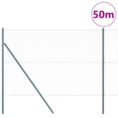 Recinzione con pali. Verde 1.6 x 50 m Acciaio rivestito in PVC
