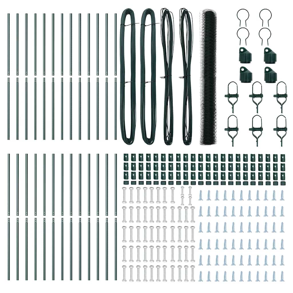 Recinzione con pali. Verde 1.6 x 50 m Acciaio rivestito in PVC