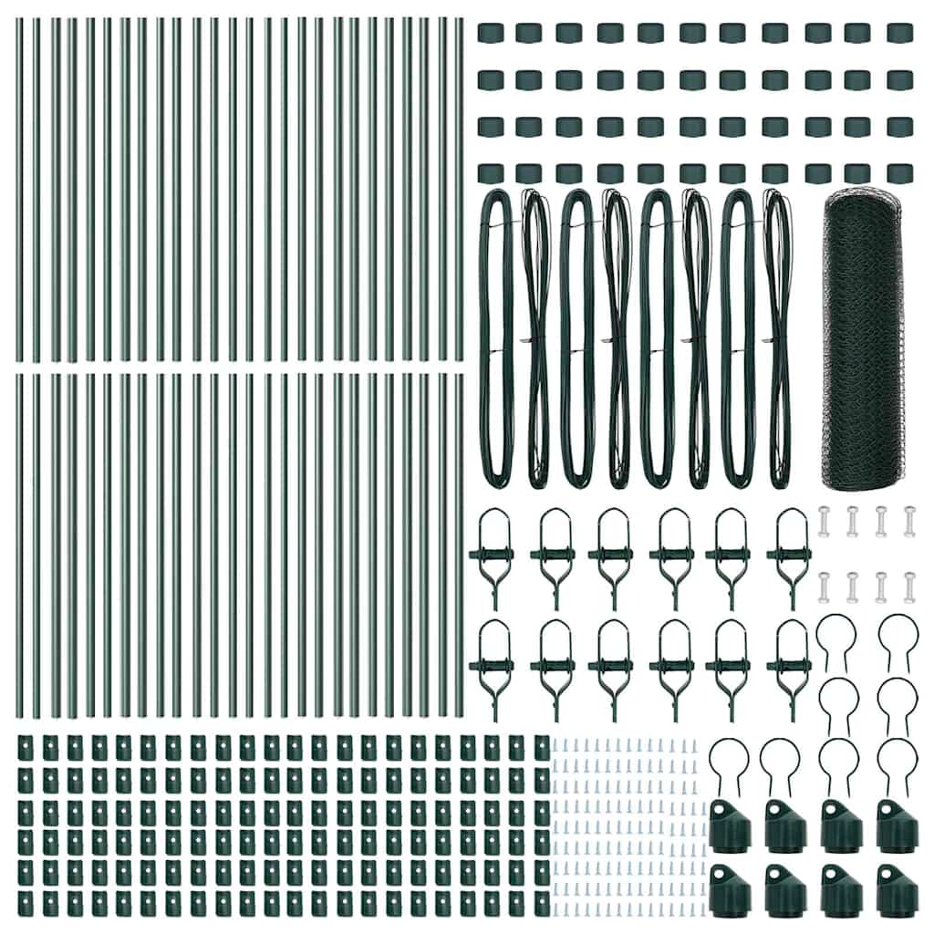Recinzione con pali. Verde 0.4 x 100 m Acciaio rivestito in PVC