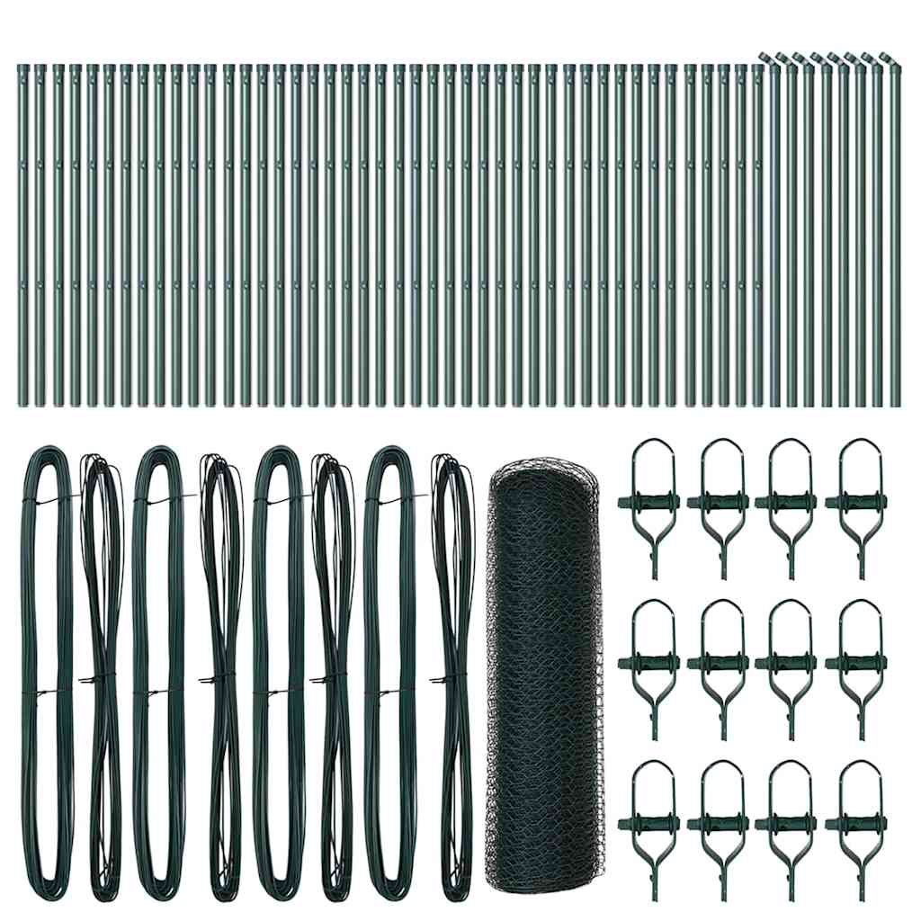 Recinzione con pali. Verde 0.5 x 100 m Acciaio rivestito in PVC
