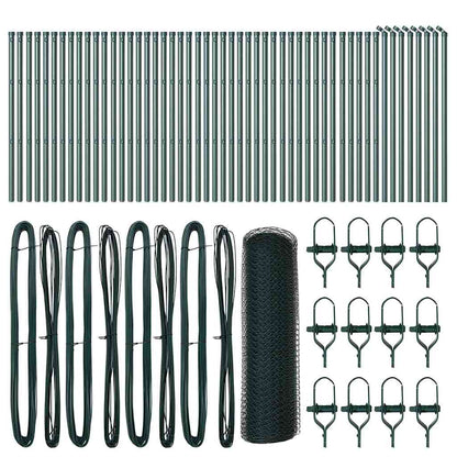 Recinzione con pali. Verde 0.5 x 100 m Acciaio rivestito in PVC