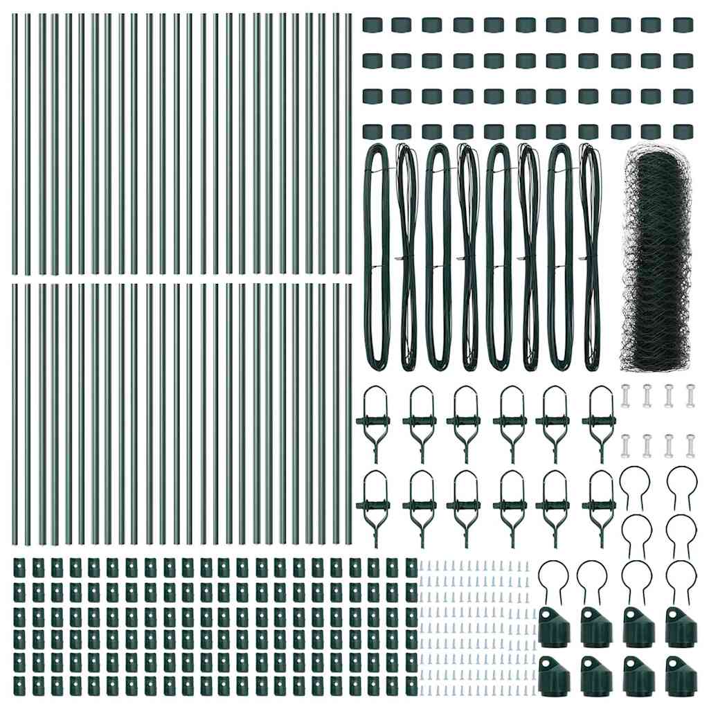 Recinzione con pali. Verde 0.6 x 100 m Acciaio rivestito in PVC