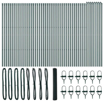 Recinzione con pali. Verde 1 x 100 m Acciaio rivestito in PVC