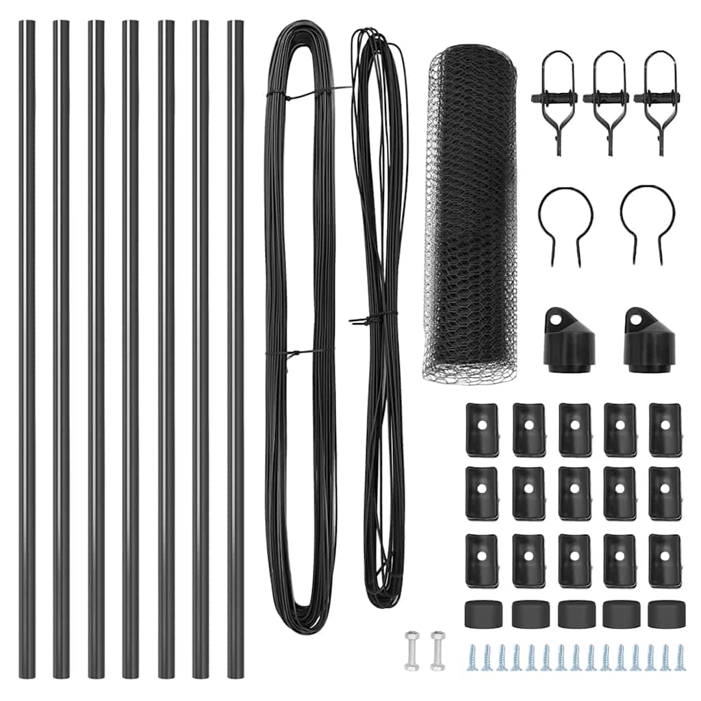 Recinzione con pali. Grigio 0.4 x 10 m Acciaio rivestito in PVC