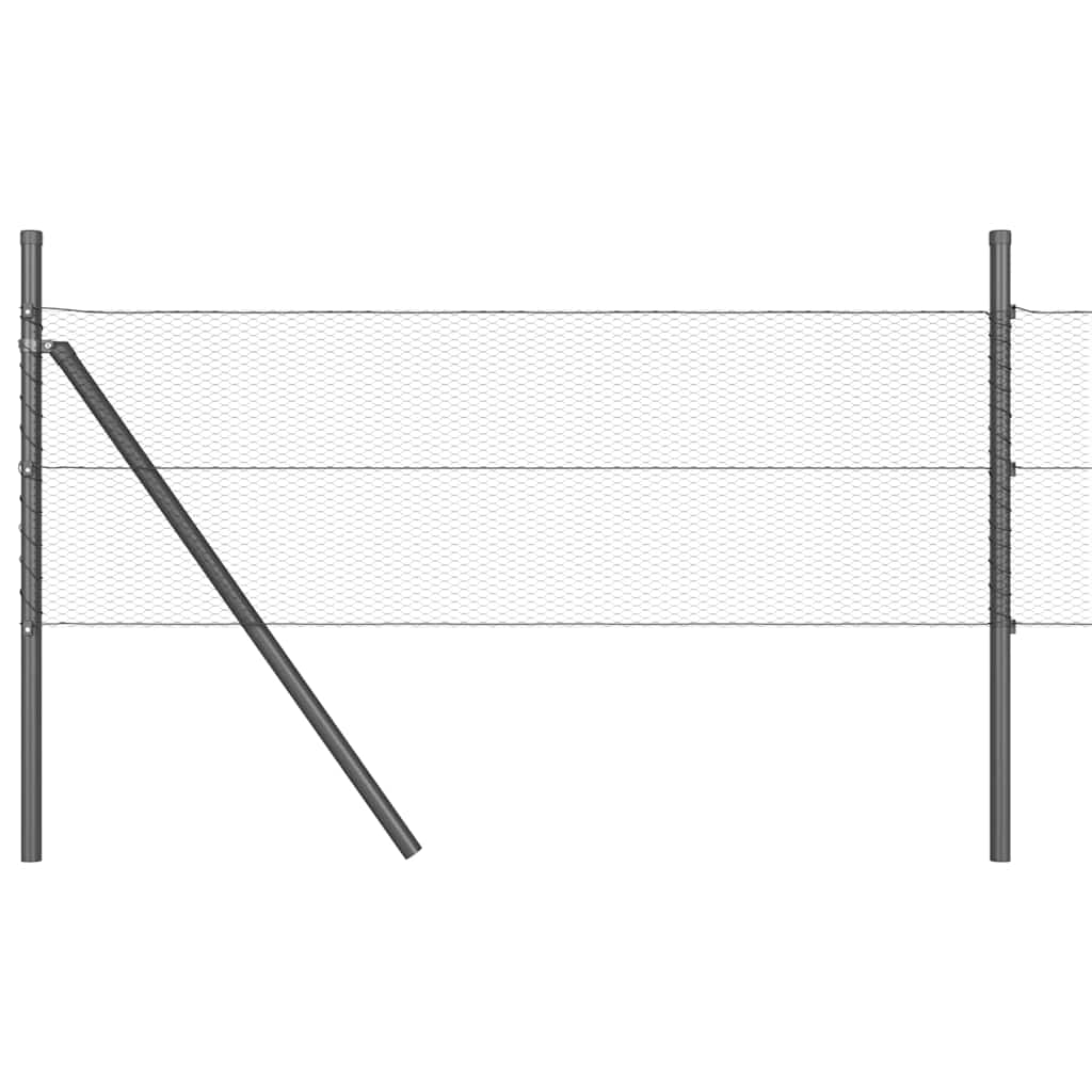 Recinzione con pali. Grigio 0.5 x 10 m Acciaio rivestito in PVC