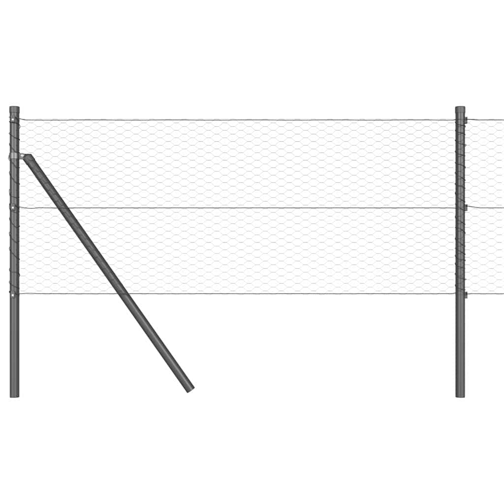 Recinzione con pali. Grigio 0.6 x 10 m Acciaio rivestito in PVC