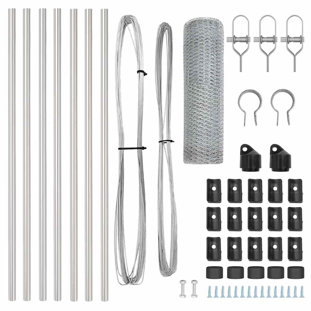 Recinzione con pali. Argento 0.5 x 10 m