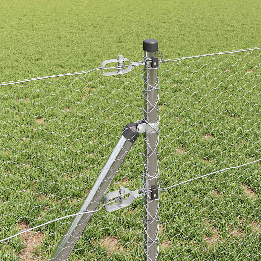 Recinzione con pali. Argento 0.6 x 10 m