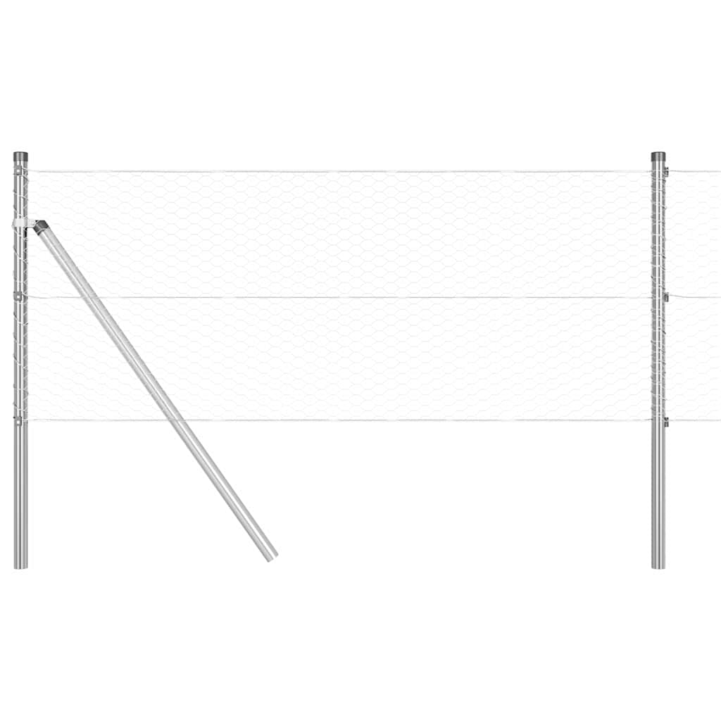 Recinzione con pali. Argento 0.6 x 10 m
