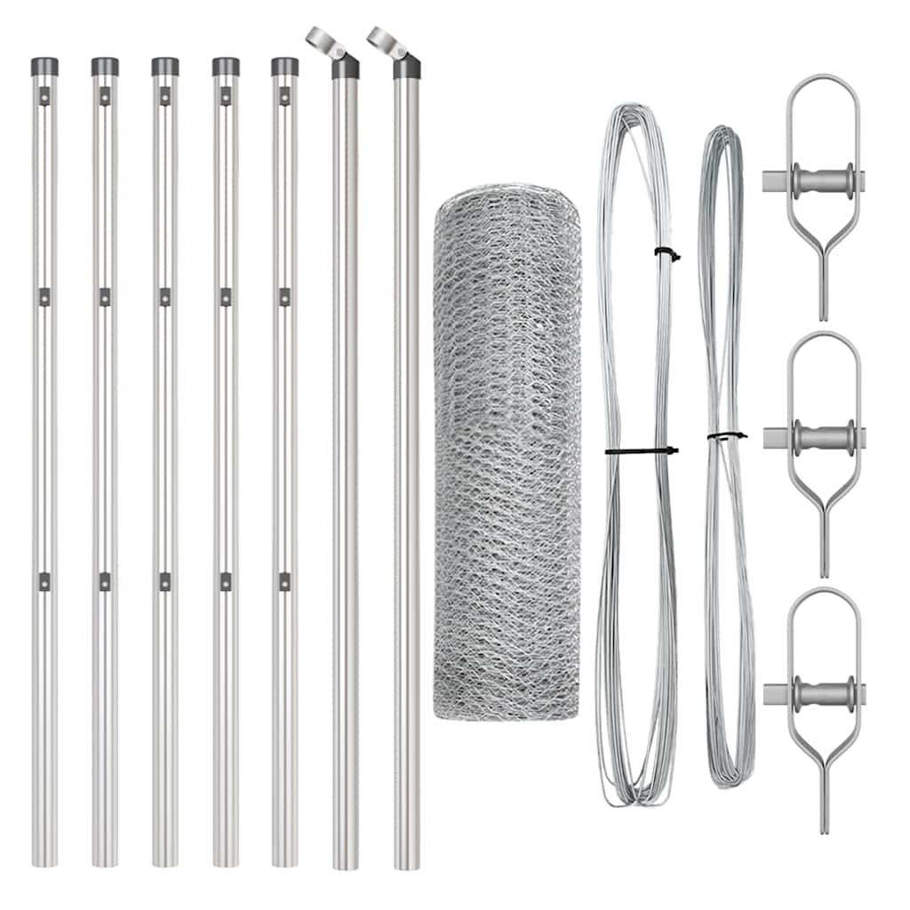 Recinzione con pali. Argento 0.6 x 10 m