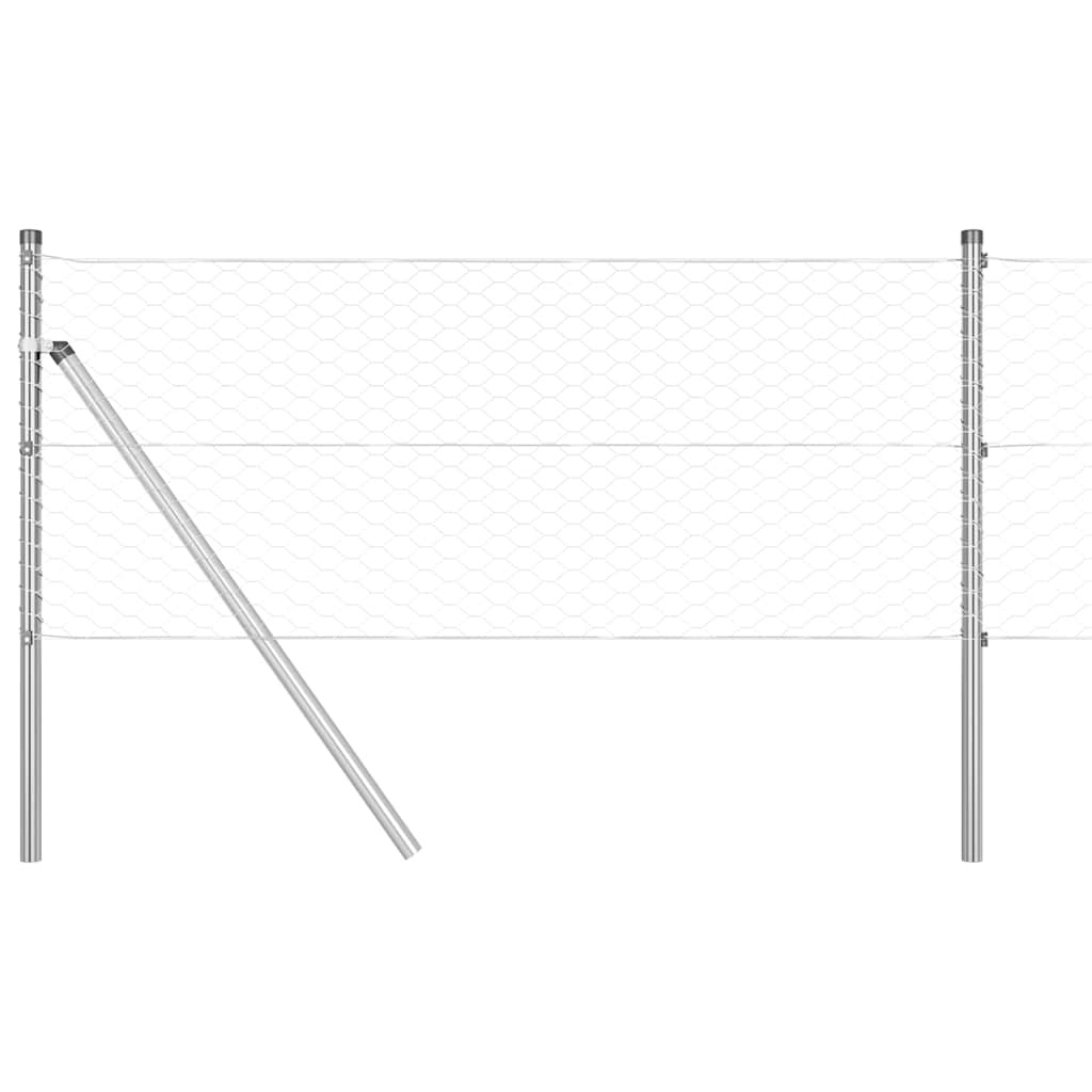 Recinzione con pali. Argento 0.6 x 10 m