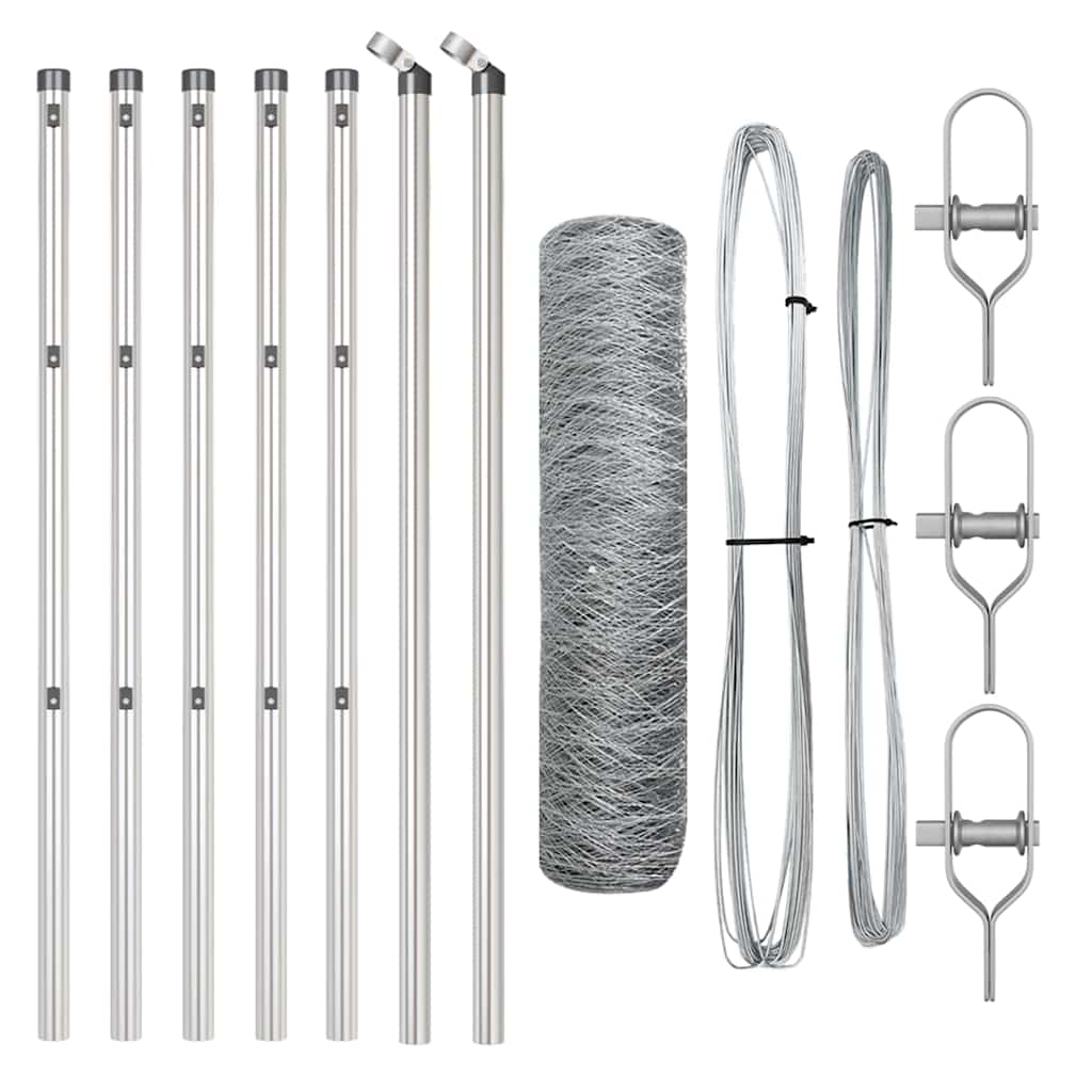 Recinzione con pali. Argento 0.6 x 10 m