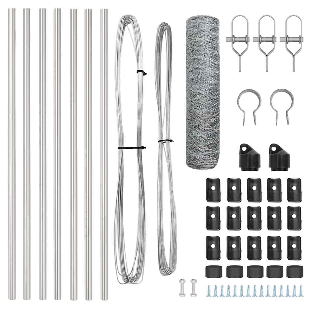 Recinzione con pali. Argento 0.6 x 10 m
