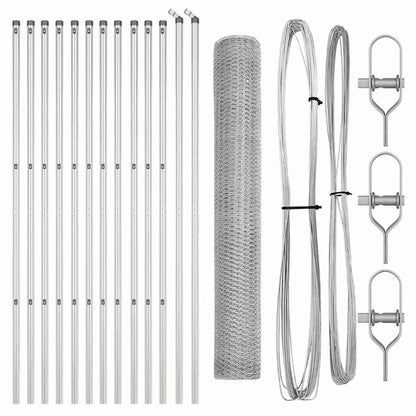 Recinzione con pali. Argento 1 x 25 m Acciaio rivestito in PVC