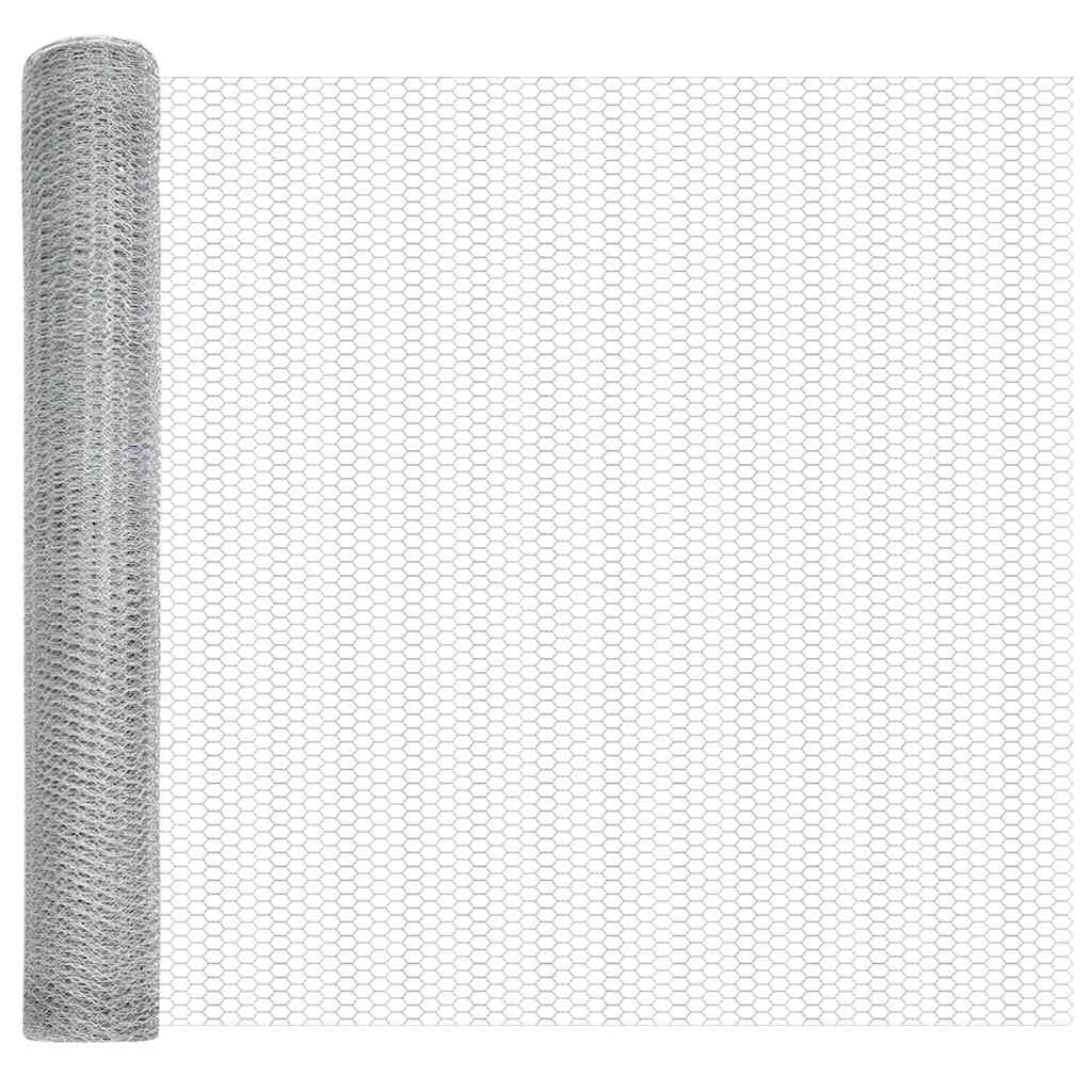 Recinzione con pali. Argento 1 x 25 m Acciaio rivestito in PVC