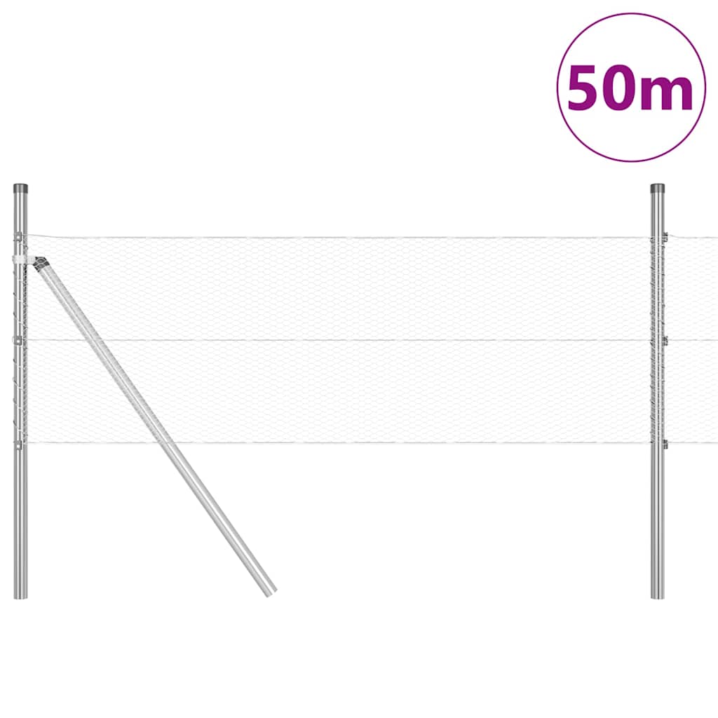 Palo della recinzione Argento 50 x 0,4 m (rete 13 mm) Acciaio