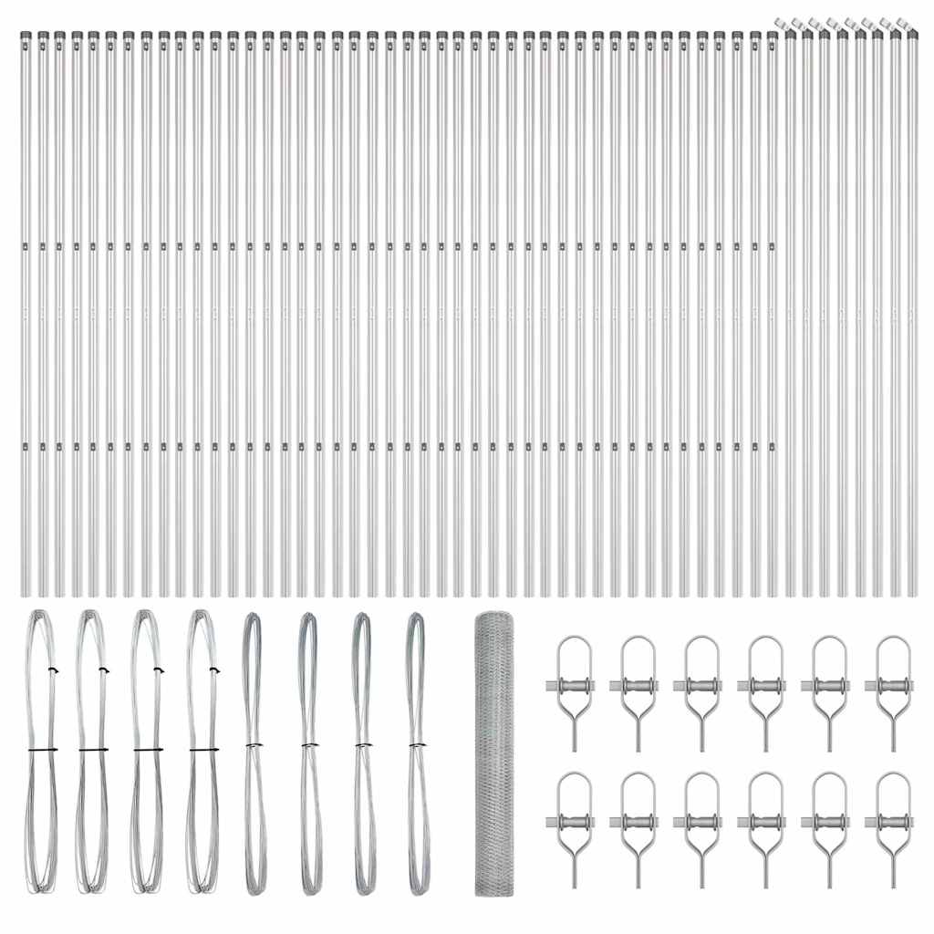 Recinzione con pali. Argento 1 x 100 m Acciaio rivestito in PVC