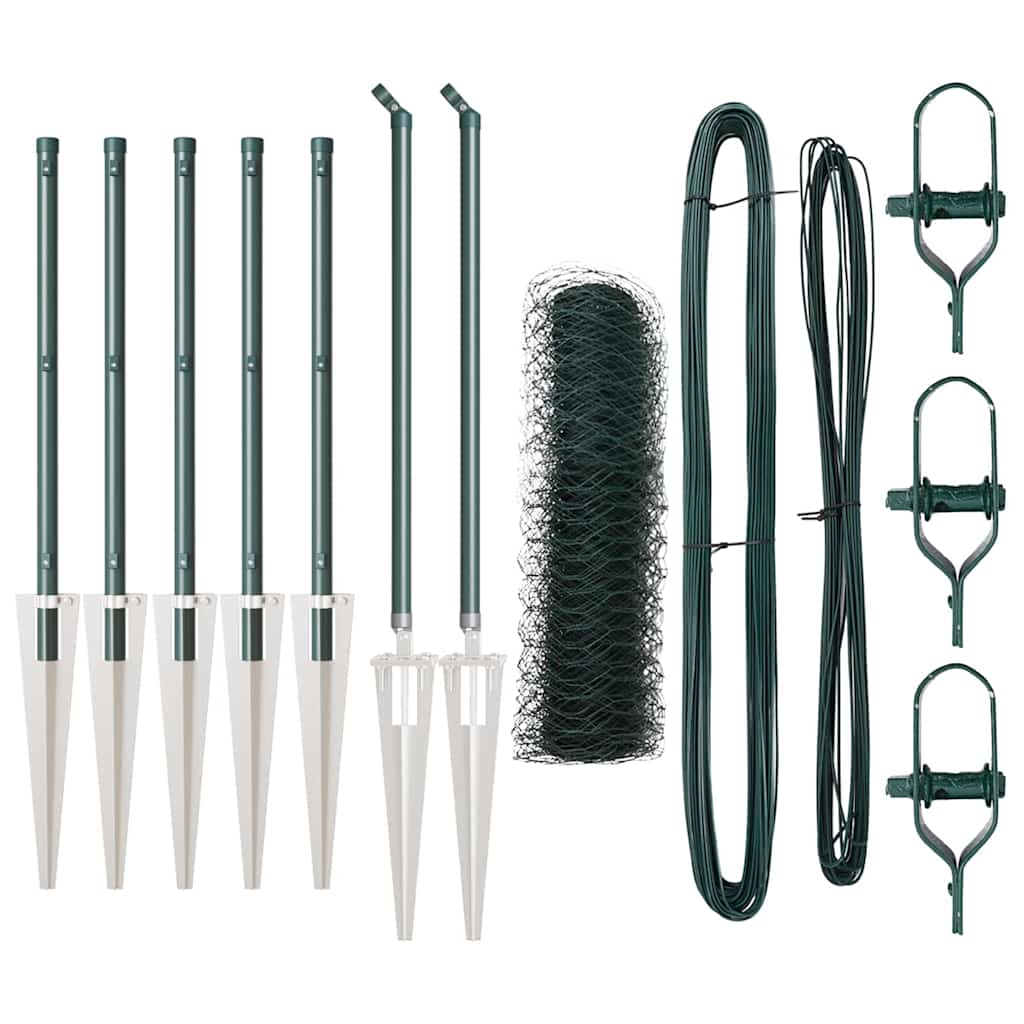Recinzione con pali. Verde 0.5 x 10 m Acciaio rivestito in PVC