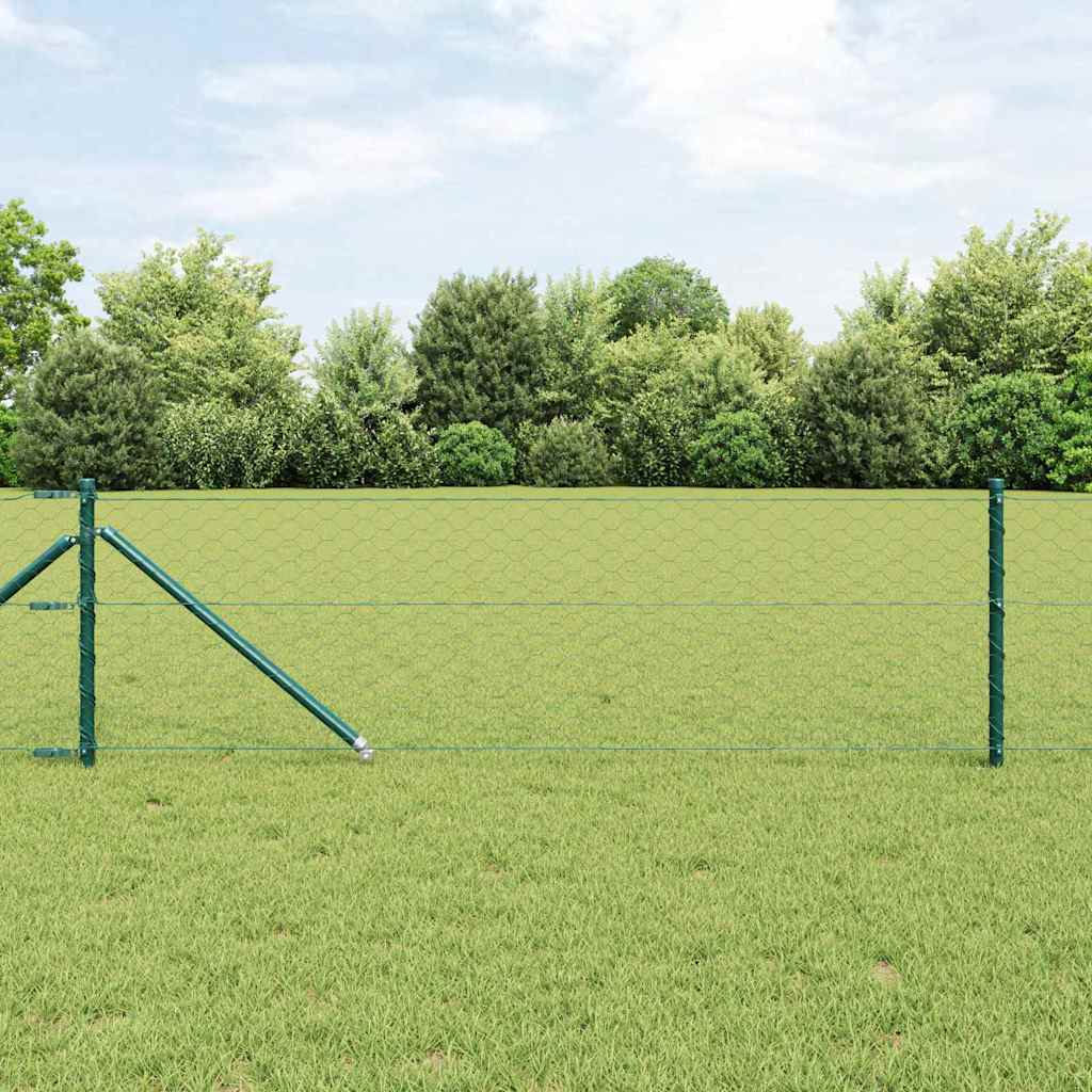 Recinzione con pali. Verde 0.6 x 10 m Acciaio rivestito in PVC