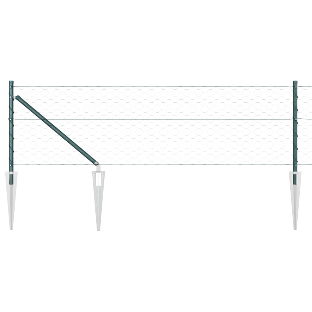 Recinzione con pali. Verde 0.6 x 10 m Acciaio rivestito in PVC