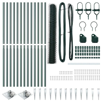 Recinzione con pali. Verde 1.4 x 25 m Acciaio rivestito in PVC