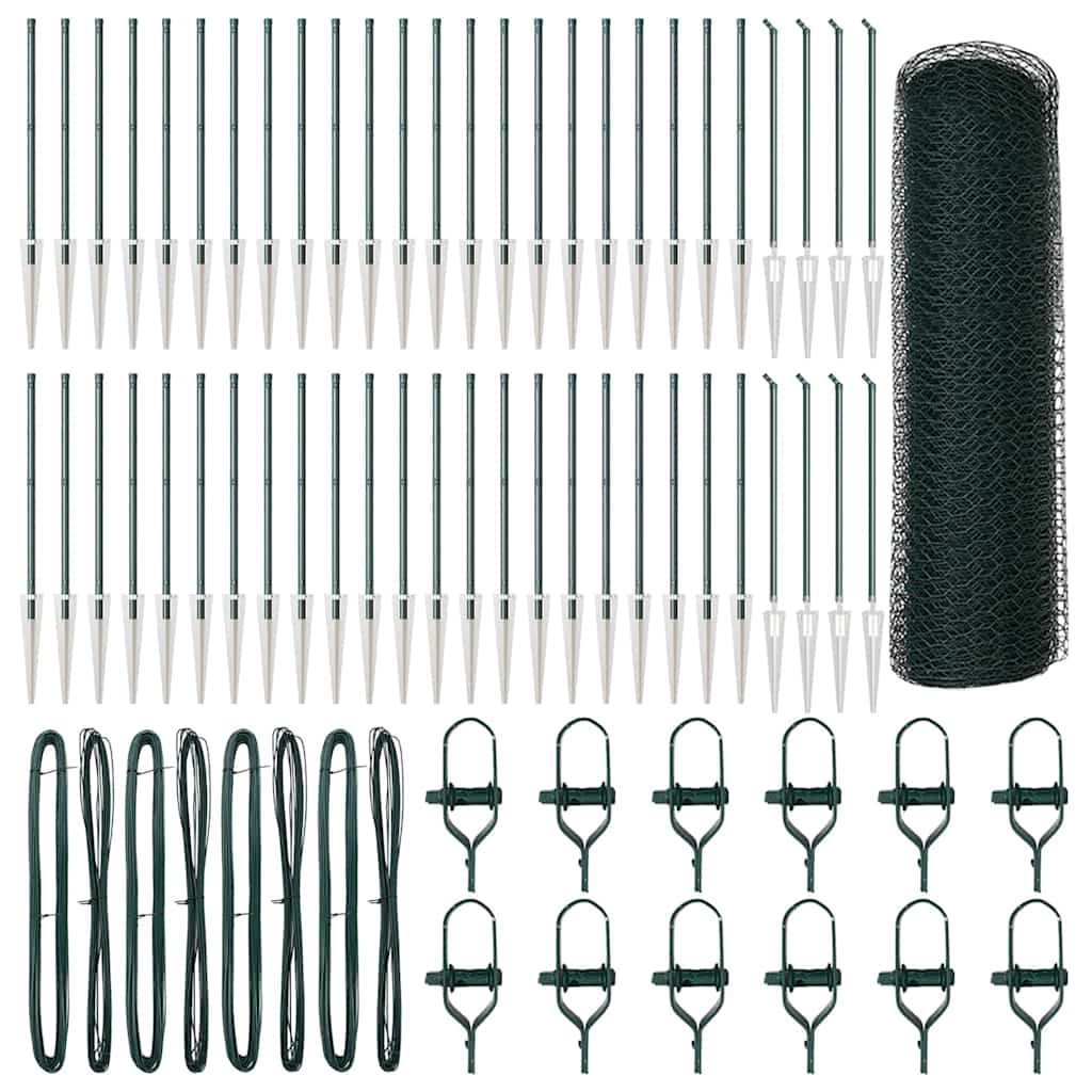 Recinzione con pali. Verde 0.4 x 100 m Acciaio rivestito in PVC