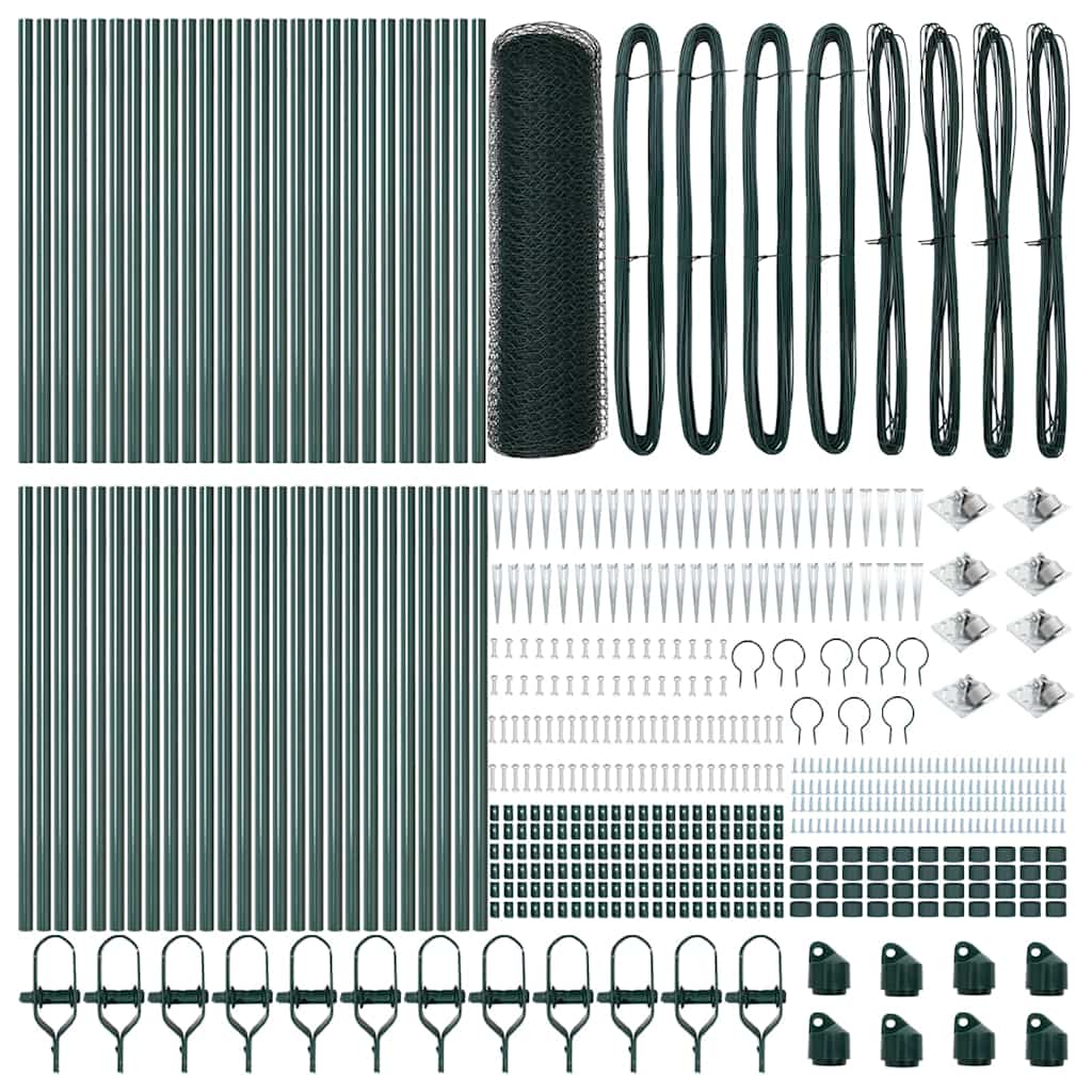 Recinzione con pali. Verde 0.4 x 100 m Acciaio rivestito in PVC