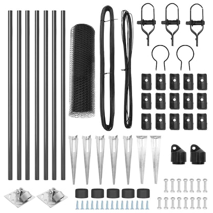 Recinzione con pali. Grigio 0.4 x 10 m Acciaio rivestito in PVC