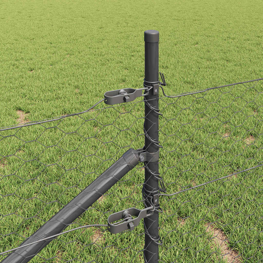 Recinzione con pali. Grigio 0.4 x 10 m Acciaio rivestito in PVC