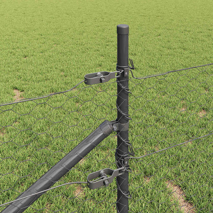 Recinzione con pali. Grigio 0.4 x 10 m Acciaio rivestito in PVC