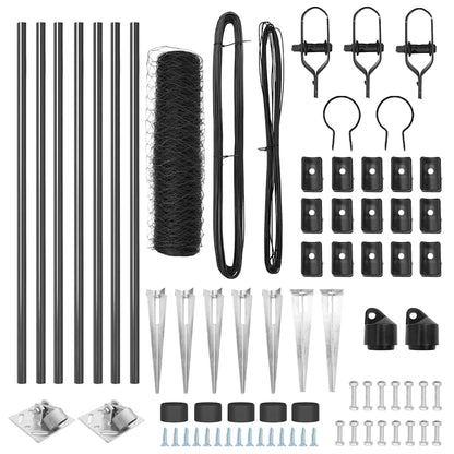 Recinzione con pali. Grigio 0.4 x 10 m Acciaio rivestito in PVC