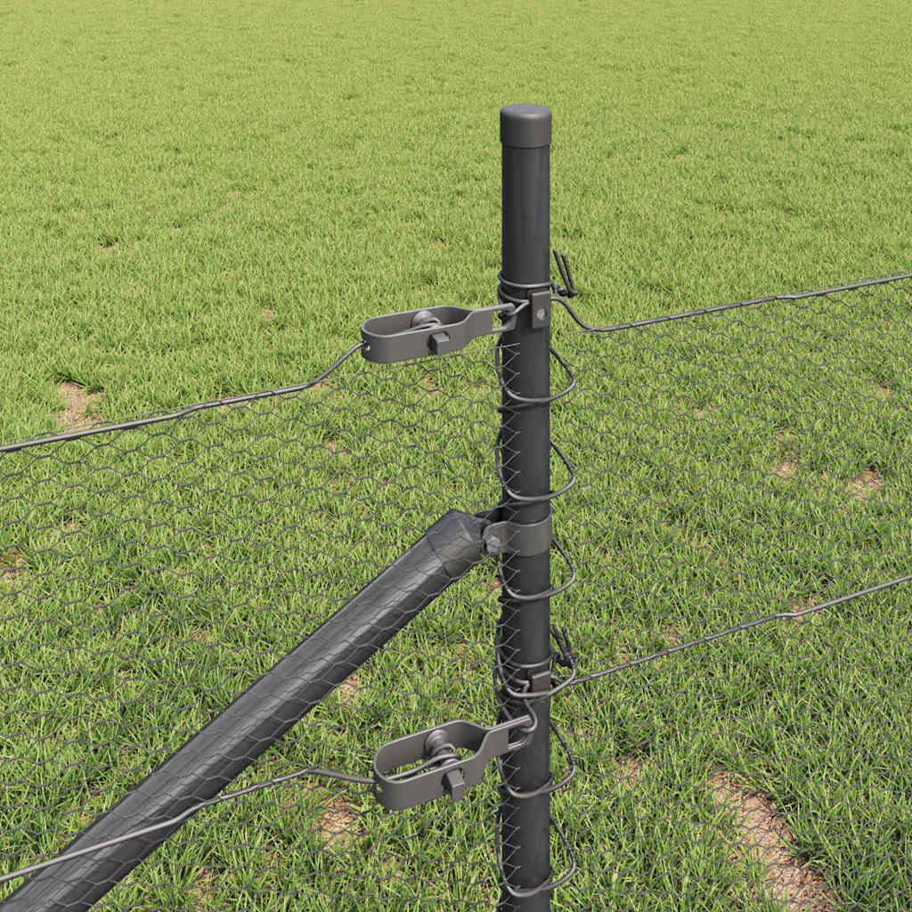 Recinzione con pali. Grigio 0.5 x 10 m Acciaio rivestito in PVC