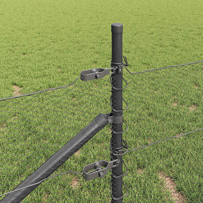 Recinzione con pali. Grigio 0.5 x 10 m Acciaio rivestito in PVC