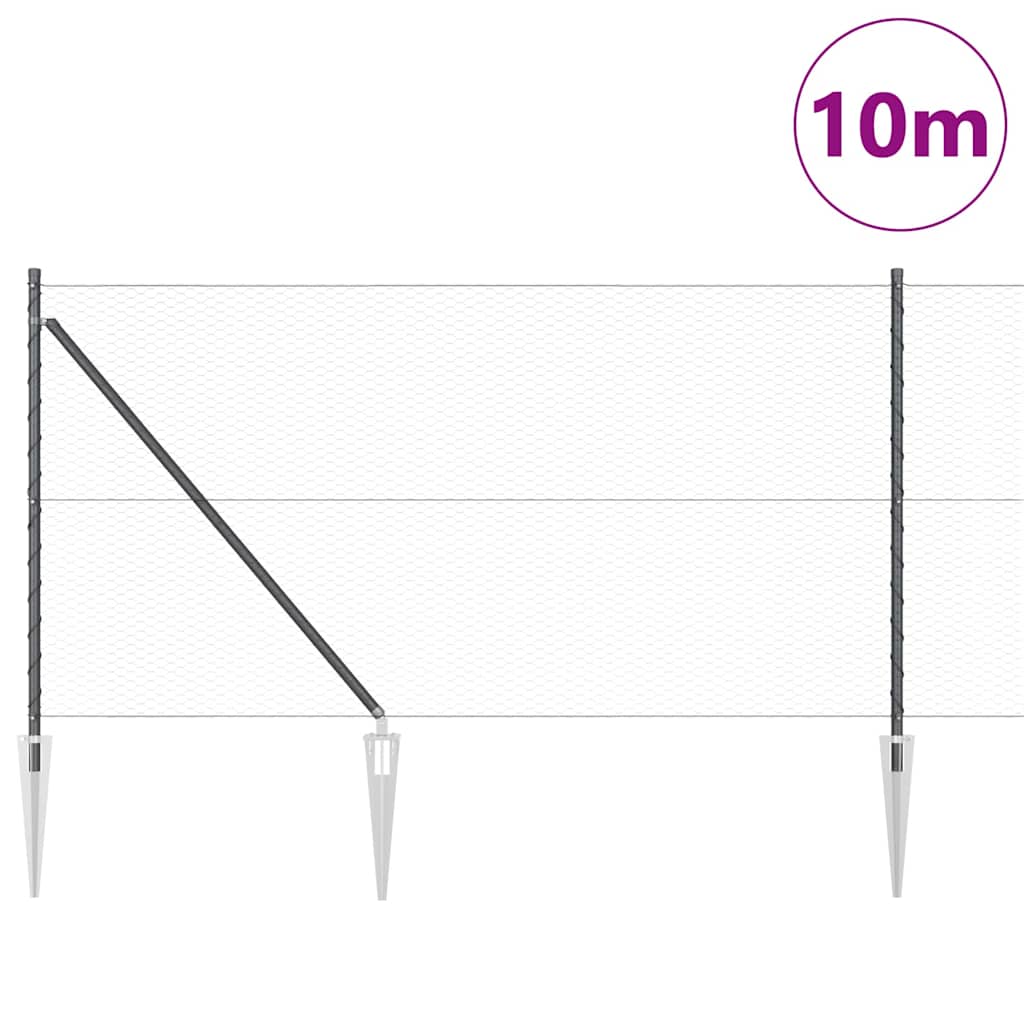 Recinzione in rete saldata con punte 10 x 1 m (L x H)