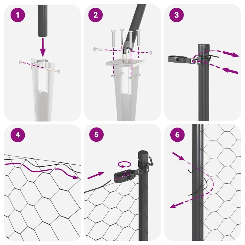 Palo della recinzione Grigio 25 x 0,8 m (maglia da 36 mm)