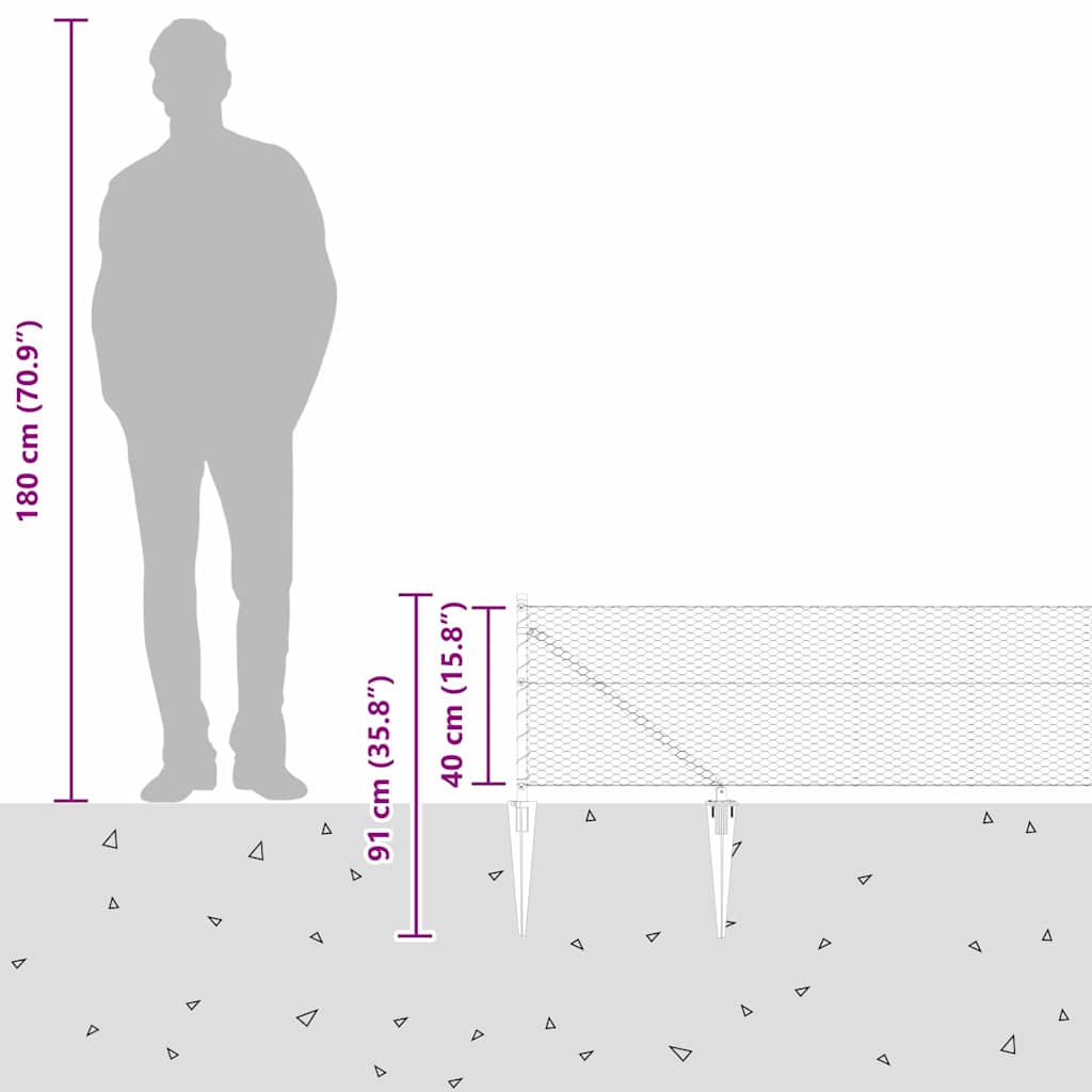 Recinzione con pali. Grigio 0.4 x 100 m