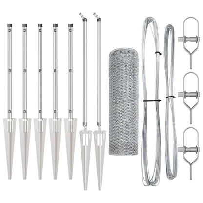 Recinzione con pali. Argento 0.5 x 10 m