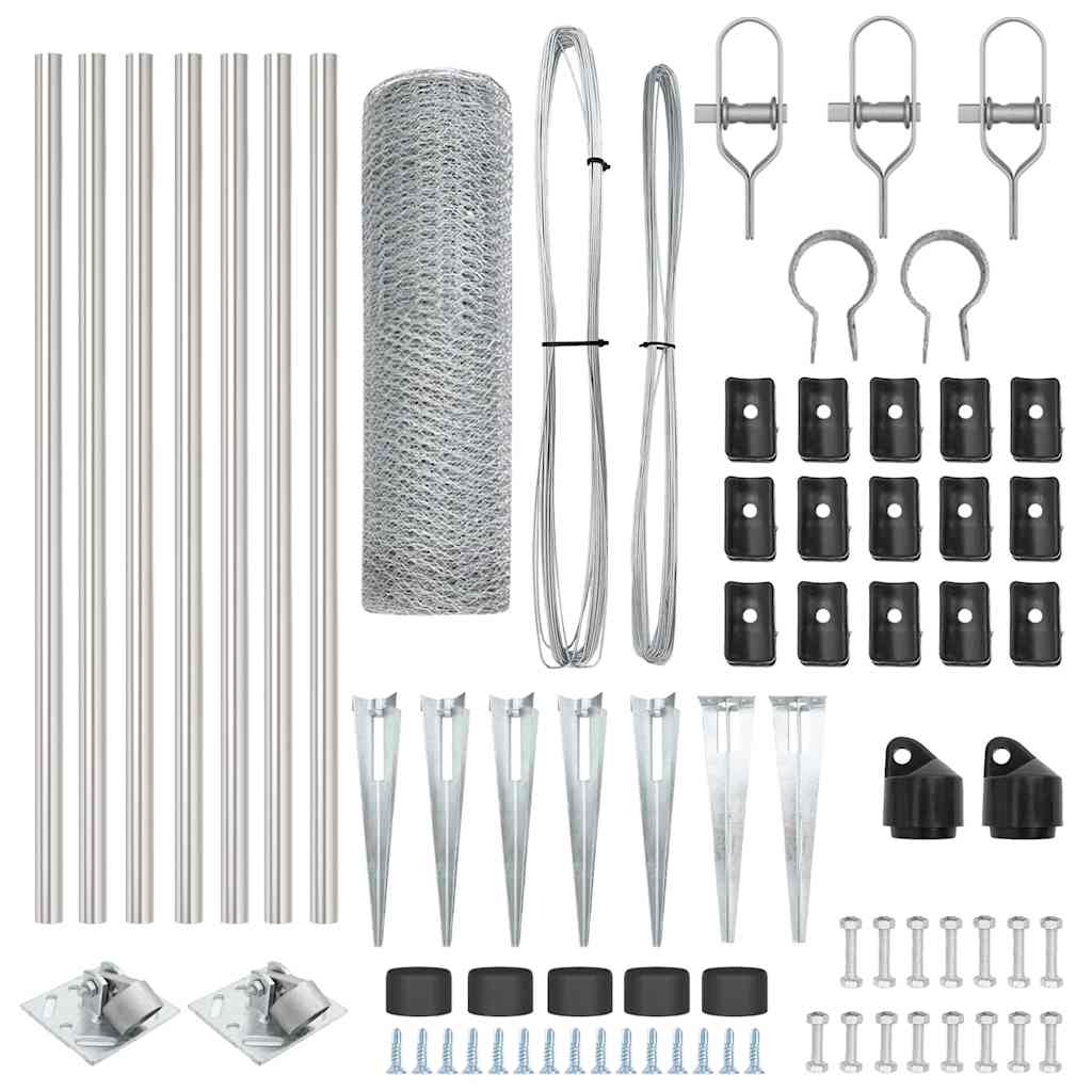 Recinzione con pali. Argento 0.5 x 10 m