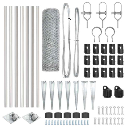 Recinzione con pali. Argento 0.5 x 10 m